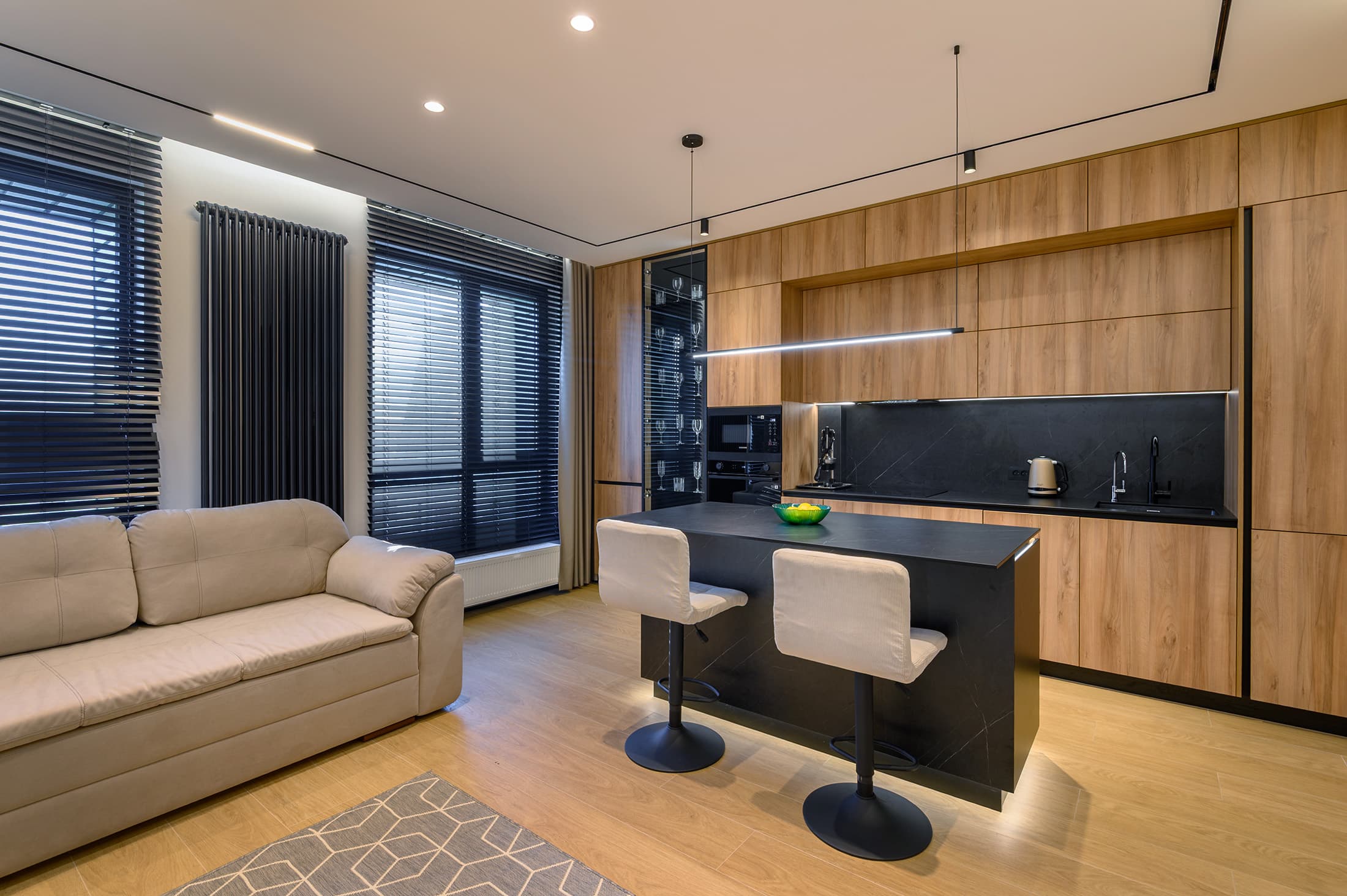 kitchen dark minimalist island